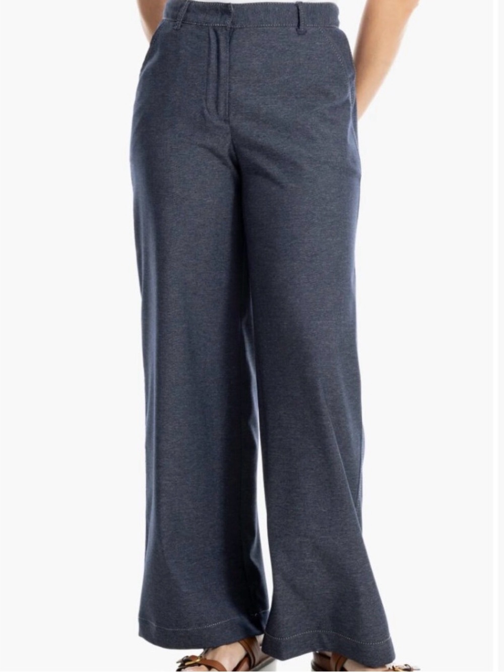 Max Studio Wide Leg Pants with Top Stitching Denim Color Size Medium